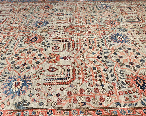 9x12 Gray Blue Aryana Afghan Hand Knotted Veg Dye Wool Area Rug